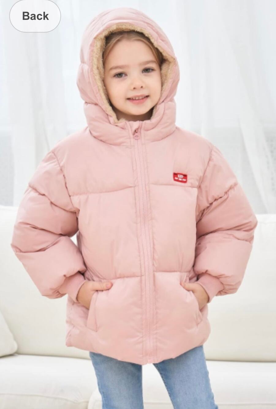 Girl's Pink Winter Coat Warm Hooded Jacket Size 4T
